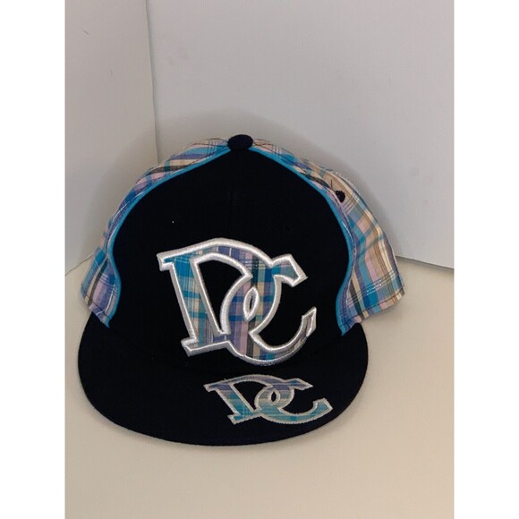 Washington DC Hat Baseball Cap City Hunter Blue Black Plaid Flat Top Embroidered - Picture 1 of 3